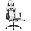 Silla Gaming Masaje | Silla De Oficina | Silla Gamer Ergonomica Y Reposapiés Cuero Sintético Negro Blanco Cfw790506