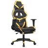 Silla Gaming Masaje | Silla De Oficina | Silla Gamer Ergonomica Y Reposapiés Cuero Sintético Negro Dorado Cfw790507