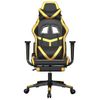 Silla Gaming Masaje | Silla De Oficina | Silla Gamer Ergonomica Y Reposapiés Cuero Sintético Negro Dorado Cfw790507