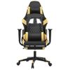 Silla Gaming Masaje | Silla De Oficina | Silla Gamer Ergonomica Y Reposapiés Cuero Sintético Negro Dorado Cfw790508