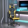 Silla Gaming Masaje | Silla De Oficina | Silla Gamer Ergonomica Y Reposapiés Cuero Sintético Negro Dorado Cfw790510