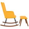 Sillón De Salón | Silla Mecedora Con Reposapiés Tela Amarillo Mostaza Cfw790554