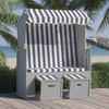 Sillón De Playa| Silla Playa Strandkorb Con Dosel Ratán Pe Y Madera Azul Blanco Cfw790681