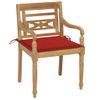 Pack 2 Uds Sillón De Salón | Sillas Batavia Teca Maciza Con Cojines Color Rojo Cfw790721