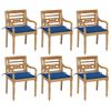 Pack 6 Uds Sillón De Salón | Sillas Batavia Madera Maciza De Teca Con Cojines Cfw790743