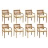 Pack 8 Uds Sillón De Salón | Sillas Batavia Madera Maciza De Teca Con Cojines Cfw790751