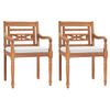 Pack 2 Uds Sillón De Salón | Sillas Batavia Con Cojines Madera De Teca Maciza Cfw790763