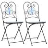 Pack 2 Uds Sillón De Salón | Sillas De Bistró Plegables Cerámica Azul Y Blanco Cfw790808