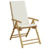 Pack 2 Uds Sillón De Salón | Sillas De Bistró Plegables Con Cojines Bambú Blanco Crema Cfw790814