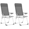 Pack 2 Uds Sillón De Salón | Sillas De Camping Plegables Aluminio Gris Cfw790833