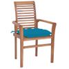 Pack 2 Uds Sillas De Comedor | Silla De Cocina | Mueble De Comedor Madera De Teca Con Cojines Azul Claro Cfw790896