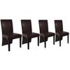 Pack 4 Uds Sillas De Comedor | Silla De Cocina | Mueble De Comedor Cuero Sintético Marrón Oscuro Cfw791038