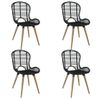 Pack 4 Uds Sillas De Comedor | Silla De Cocina | Mueble De Comedor De Ratán Natural Negro Cfw791045