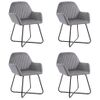 Pack 4 Uds Sillas De Comedor | Silla De Cocina | Mueble De Comedor De Terciopelo Gris Cfw791051