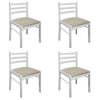 Pack 4 Uds Sillas De Comedor | Silla De Cocina | Mueble De Comedor Madera Maciza Caucho Terciopelo Blanco Cfw791069