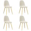 Pack 4 Uds Sillas De Comedor | Silla De Cocina | Mueble De Comedor Terciopelo Blanco Crema Cfw791114