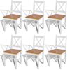 Pack 6 Uds Sillas De Comedor | Silla De Cocina | Mueble De Comedor Madera De Pino Blancas Cfw791160