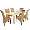 Pack 6 Uds Sillas De Comedor | Silla De Cocina | Mueble De Comedor Madera Maciza De Mango Y Abacá Cfw791167