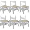 Pack 6 Uds Sillas De Comedor | Silla De Cocina | Mueble De Comedor Madera Maciza Y Terciopelo Blanco Cfw791173