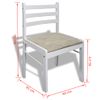 Pack 6 Uds Sillas De Comedor | Silla De Cocina | Mueble De Comedor Madera Maciza Y Terciopelo Blanco Cfw791173