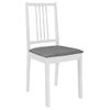 Pack 4 Uds Sillas De Comedor | Silla De Cocina | Mueble De Comedor Con Cojines Madera Maciza Blanca Cfw791225