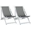 Pack 2 Uds Sillón De Playa| Sillas De Playa Plegables Aluminio Y Textilene Gris Cfw791458