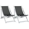 Pack 2 Uds Sillón De Playa| Sillas De Playa Plegables Aluminio Y Textilene Negro Cfw791460