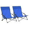 Pack 2 Uds Sillón De Playa| Sillas De Playa Plegables Tela Azul Cfw791462