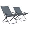 Pack 2 Uds Sillón De Salón | Sillas De Playa Plegables Tela Gris Cfw791468