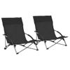 Pack 2 Uds Sillón De Salón | Sillas De Playa Plegables Tela Negras Cfw791480