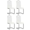 Pack 4 Uds Sillas Voladizas De Comedor | Silla De Cocina | Mueble De Comedor Cuero Sintético Blanco Cfw791525