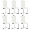 Pack 6 Uds Sillas Voladizas De Comedor | Silla De Cocina | Mueble De Comedor Cuero Sintético Blanco Cfw791532