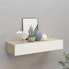 Estante Con Cajón De Pared | Estante Flotante | Repisa De Pared Mdf Roble Y Blanco 60x23,5x10 Cm Cfw759181