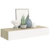 Estante Con Cajón De Pared | Estante Flotante | Repisa De Pared Mdf Roble Y Blanco 60x23,5x10 Cm Cfw759181