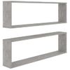 2 Uds Estante Cubo Pared | Estante Flotante | Repisa De Pared Contrachapado Gris Hormigón 100x15x30cm Cfw759198