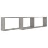 2 Uds Estante Cubo Pared | Estante Flotante | Repisa De Pared Contrachapado Gris Hormigón 100x15x30cm Cfw759198