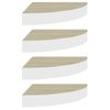 Pack 4 Uds Estante De Esquina De Pared | Estante Flotante | Repisa De Pared Mdf Roble/blanco 35x35x3,8 Cm Cfw759253