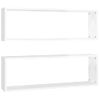 Pack 2 Uds Estante De Pared | Estante Flotante | Repisa De Pared Contrachapado Blanco Brillo 80x15x26,5cm Cfw759265