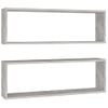 Pack 2 Uds Estante De Pared | Estante Flotante | Repisa De Pared Contrachapado Gris Hormigón 80x15x26,5cm Cfw759268