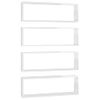 Pack 4 Uds Estante De Pared | Estante Flotante | Repisa De Pared Contrachapado Blanco Brillo 80x15x26,5cm Cfw759273