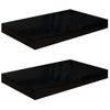 Pack 2 Uds Estante De Pared | Estante Flotante | Repisa De Pared Mdf Negro Brillo 40x23x3,8 Cm Cfw759663