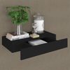 Estante De Pared | Estante Flotante | Repisa De Pared Con Cajón Negro 48x25x8 Cm Cfw759697