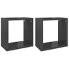 Pack 2 Uds Estantes Cubo De Pared | Estante Flotante | Repisa De Pared Gris Brillo 26x15x26 Cm Cfw761851