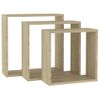 Pack 3 Uds Estantes Cubo De Pared | Estante Flotante | Repisa De Pared Roble Sonoma Cfw761862