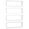 Pack 4 Uds Estantes Cubo De Pared | Estante Flotante | Repisa De Pared Contrachapado Blanco 80x15x26,5 Cm Cfw761863