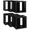 6 Uds Estantes Cubo De Pared | Estante Flotante | Repisa De Pared Negro Brillo 22x15x22 Cm Cfw761875