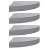 Pack 4 Uds Estantes De Esquina Pared | Estante Flotante | Repisa De Pared Mdf Gris Hormigón 25x25x3,8 Cm Cfw761889