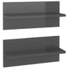 Pack 2 Uds Estantes De Pared | Estante Flotante | Repisa De Pared Gris Brillo 40x11,5x18 Cm Cfw761929