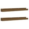 Pack 2 Uds Estantes De Pared | Estante Flotante | Repisa De Pared Madera De Pino Marrón Miel 110x12x9 Cm Cfw761945