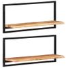 Pack 2 Uds Estantes De Pared | Estante Flotante | Repisa De Pared Madera Maciza Acacia 80x25x35 Cm Cfw761961